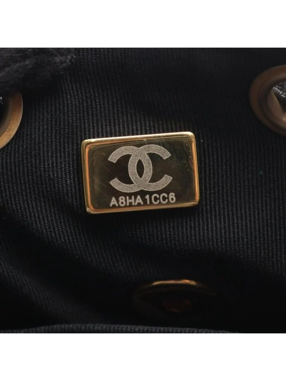 Chanel Backpack CC Logo Black Gray Wool Quilted Chain